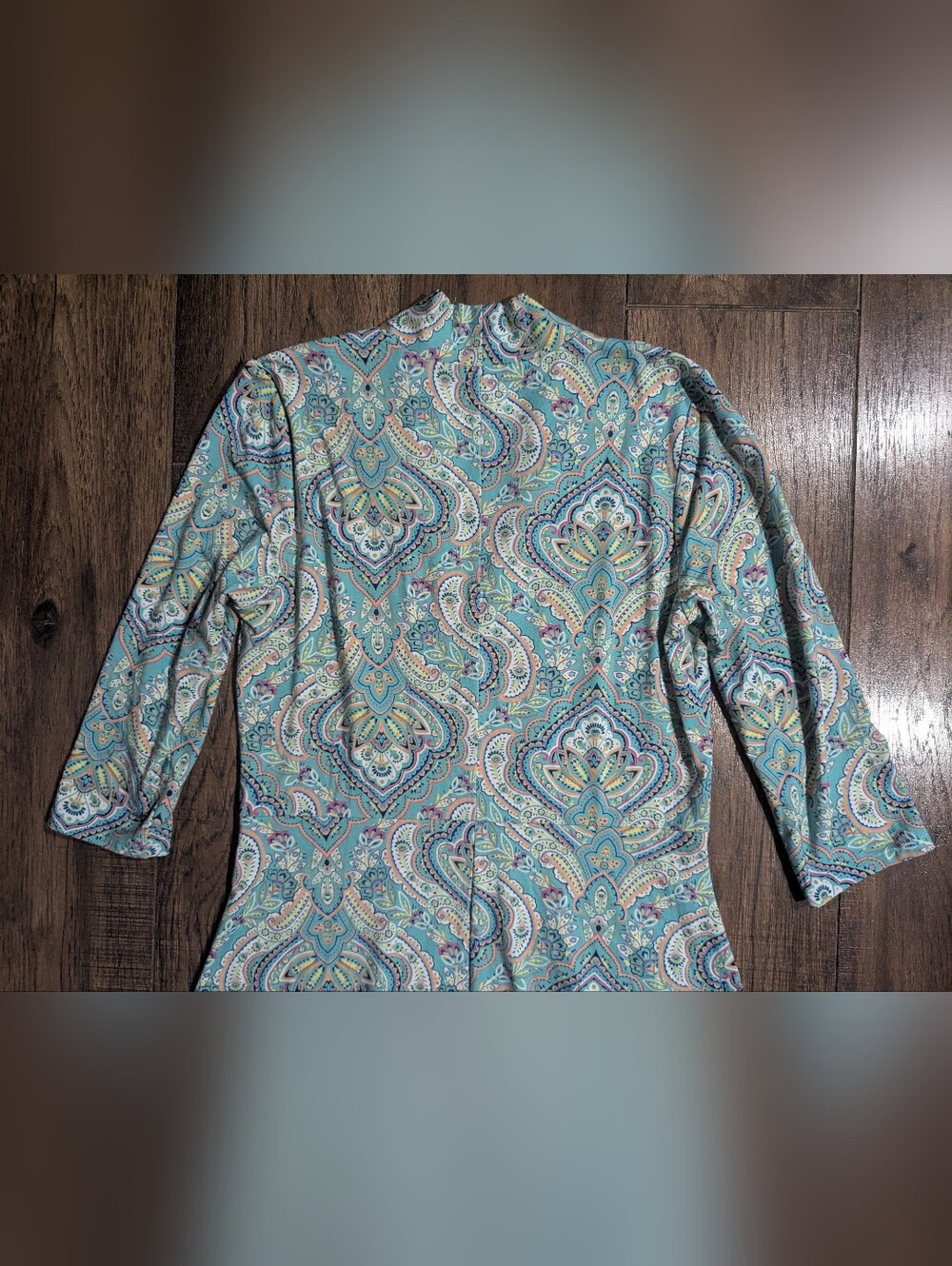 Soft Surroundings Women's Fit & Flare Midi Dress Sea Foam Green w/ Paisley Small - Picture 12 of 16